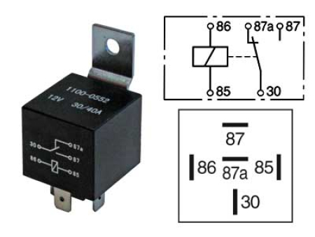 RELE 12V 30/40A, 87A  5-NAP, PITIMELLÄ 1100-0552