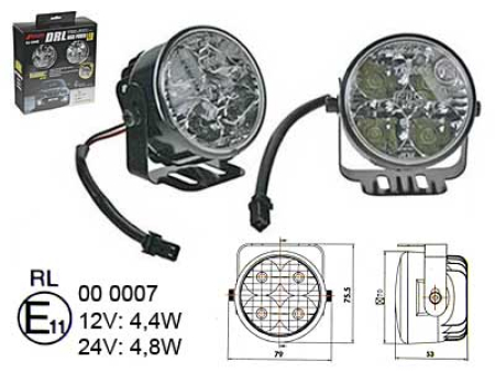 LED-PÄIVÄVALOSARJA 12/24V 70MM 4XTEHOLED 1605-NS1288