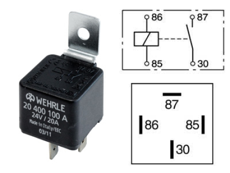 RELE 24V 20A 4-N. PITIMELLÄ 20400100