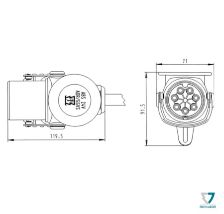 JAEGER PISTOKE 7-NAP | 24V | ABS/EBS/ADR | RUUVILIITOS | ISO 763 241070