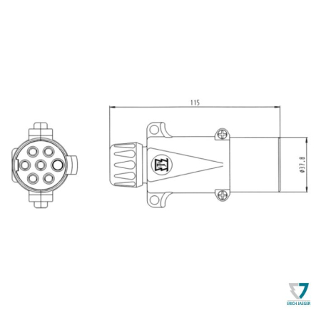 JAEGER PISTOKE 7-NAP NATO | 24V | NORMAALI | ALU | KIERRETTÄVÄ | 211009