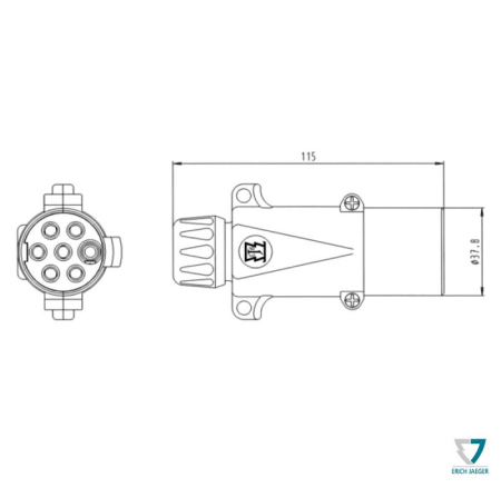 JAEGER PISTOKE 7-NAP NATO | 24V | KÄÄNTEINEN | ALU | KIERRETTÄVÄ 211013